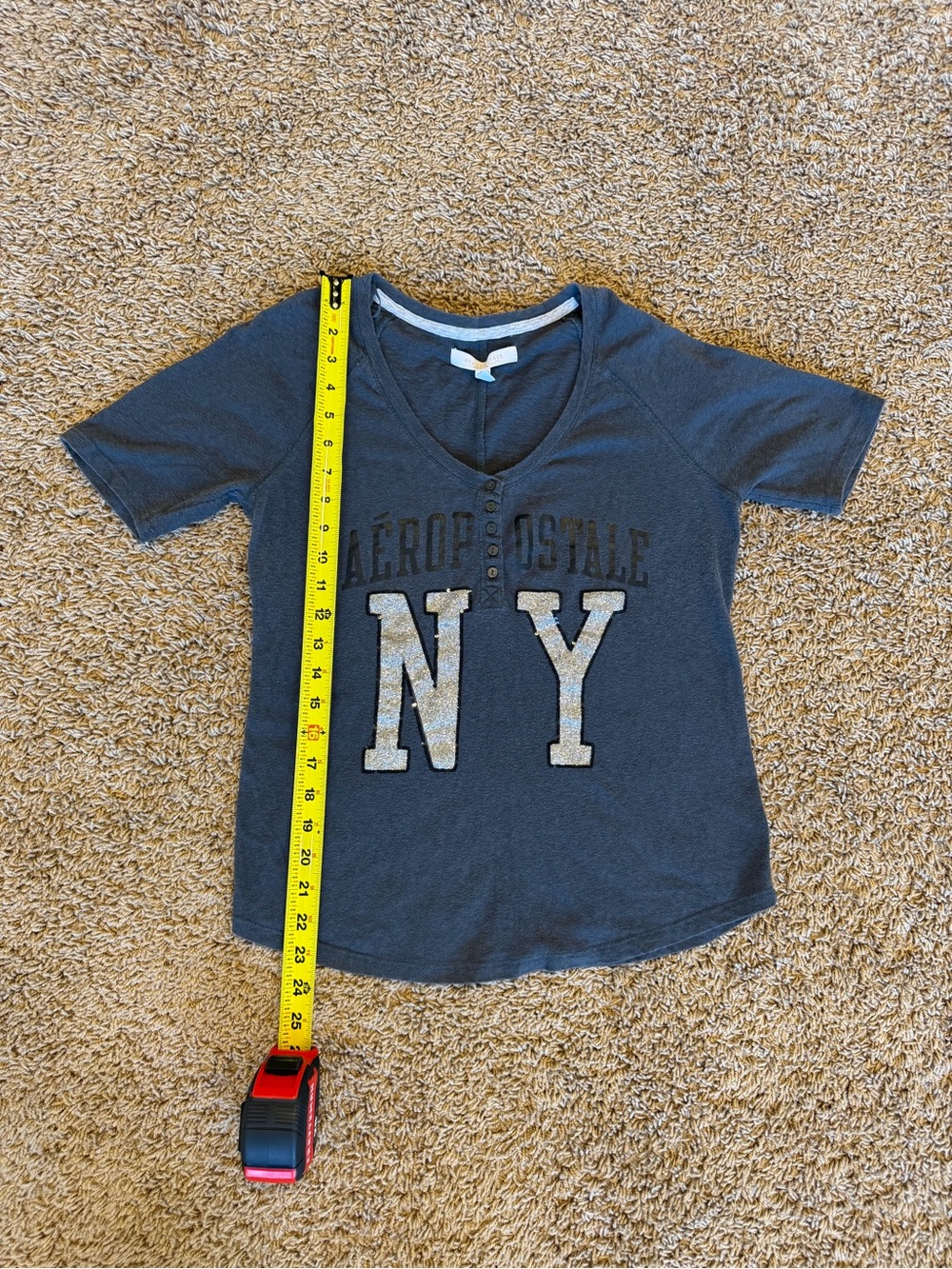 Aeropostale Charcoal NY Graphic Short Sleeve Tee